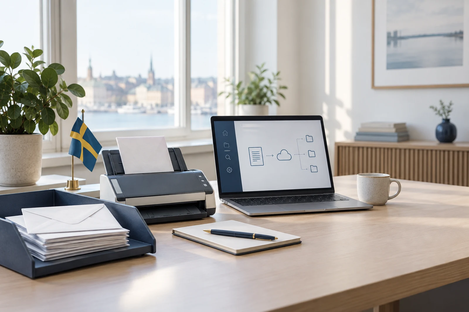Mail and digital document handling in a Swedish office